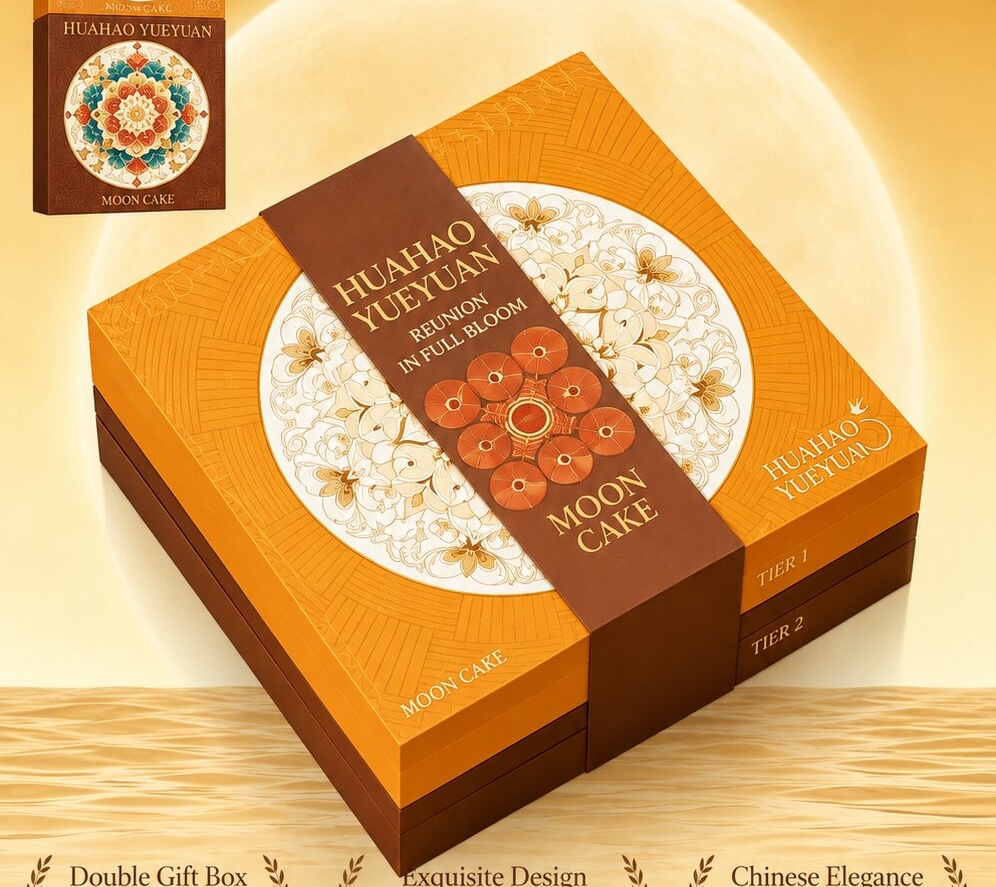 Blossoms Under the Full Moon | Double-Layer Floral Mooncake Gift Box